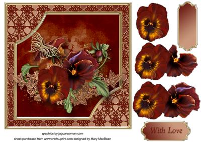 Velvety Pansies Decoupage Card Front
