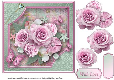 Shabby Chic Flowers Decoupage Card Front