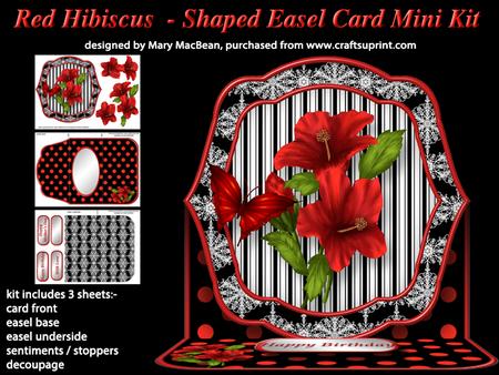 Red Hibiscus - Shaped Easel Card Mini Kit