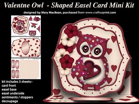 Valentine Owl - Shaped Easel Card Mini Kit