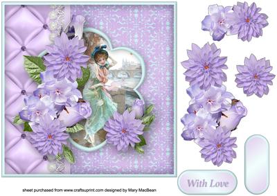 Lilac Cluster and Lace Decoupage Card Front