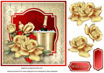Champagne and Gold Decoupage Card Front