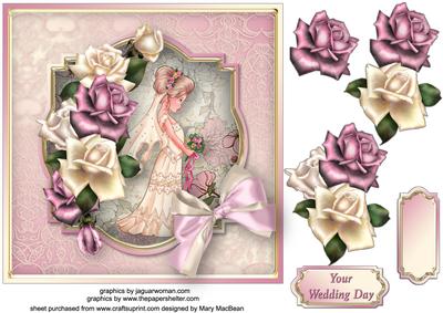 Pretty Bride Decoupage Card Front