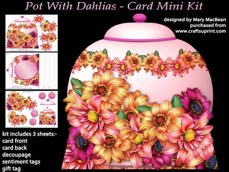 Pot with Dahlias - Card Mini Kit