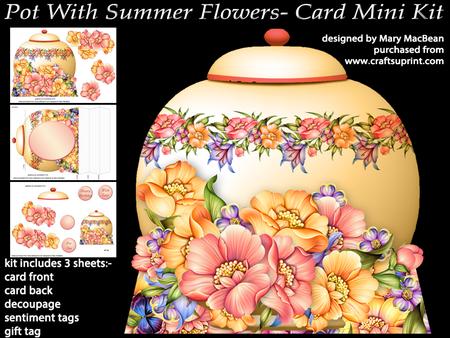 Pot with Summer Flowers - Card Mini Kit