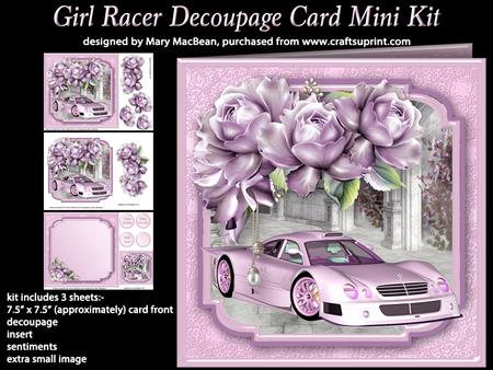 Girl Racer Decoupage Card Mini Kit