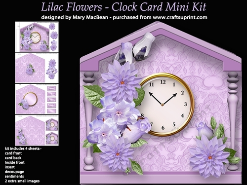 Lilac Flowers - Clock Card Mini Kit