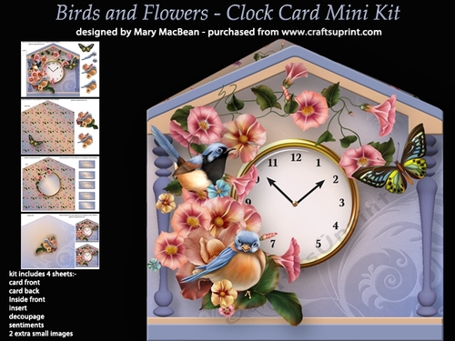 Birds and Flowers - Clock Card Mini Kit