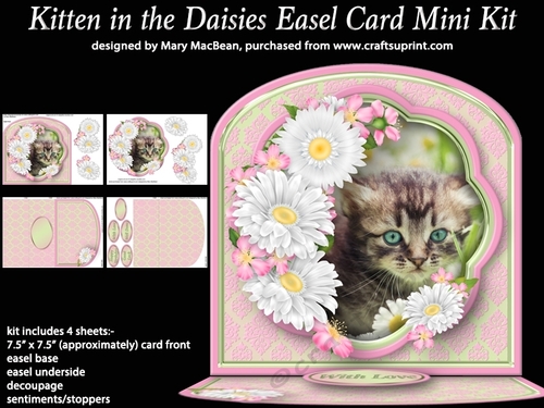 Kitten in the Daisies Easel Card Mini Kit