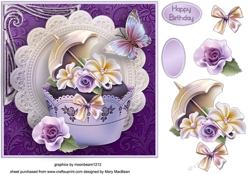Pretty cupcake Decoupage Card Front