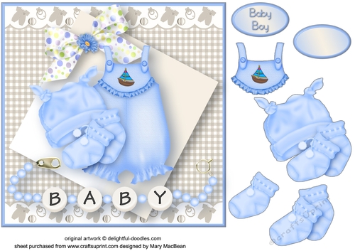 Baby Boy Decoupage Card Front
