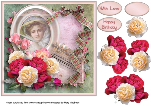 Vintage Beauty Decoupage Card Front
