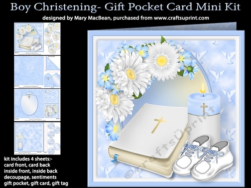 Boy Christening - Gift Pocket Card Mini Kit