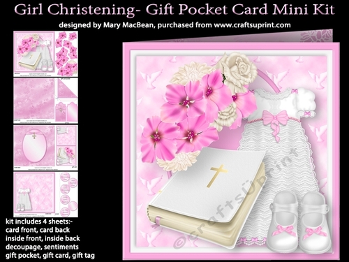 Girl Christening - Gift Pocket Card Mini Kit