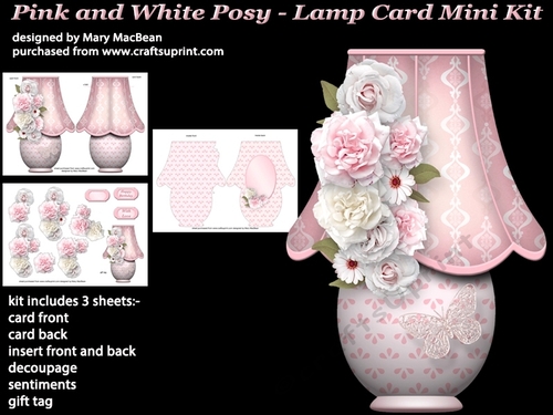Pink and White Posy - Lamp Card Mini Kit