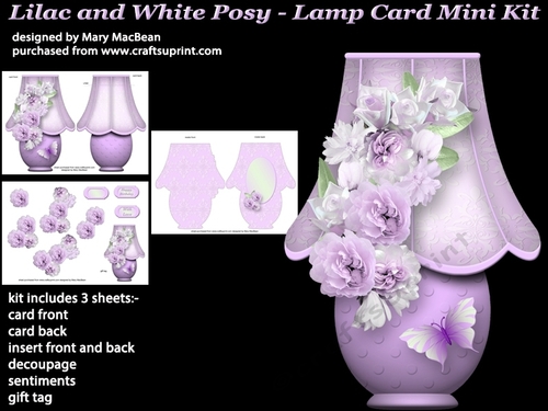 Lilac and White Posy - Lamp Card MIni Kit