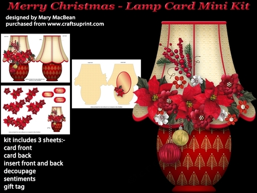 Merry Christmas - Lamp Shaped Card MIni Kit