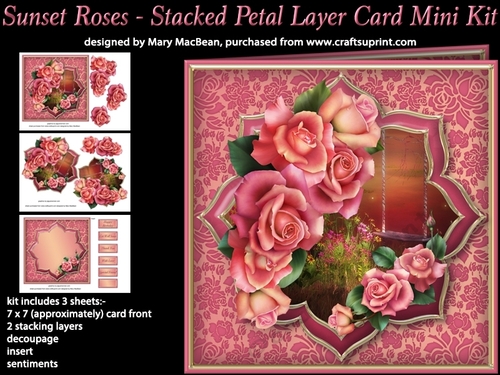 Sunset Roses - Stacked Petal Layer Card Mini Kit