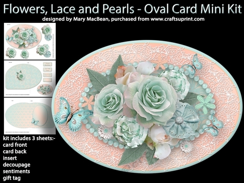 Flowers, Lace and Pearls - Oval Card Mini Kit