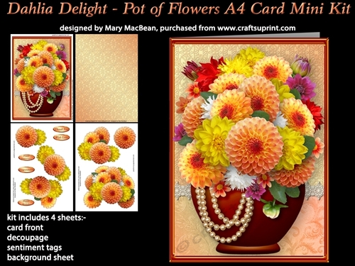 Dahlia Delight - Pot of Flowers A4 Card Mini Kit