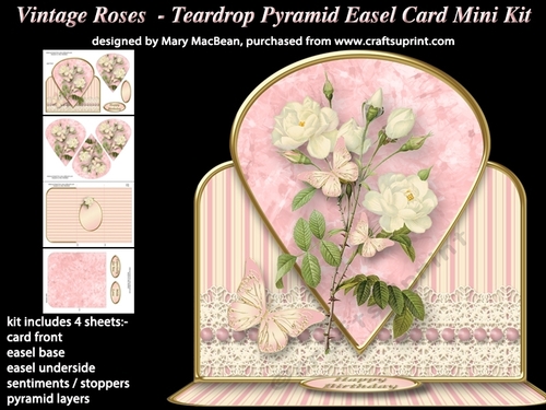 Vintage Roses - Teardrop Pyramid Easel Card Mini Kit
