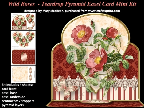 Wild Roses - Teardrop Pyramid Easel Card Mini Kit