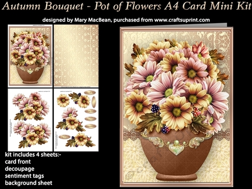 Autumn Bouquet - Pot of Flowers A4 Card Mini Kit