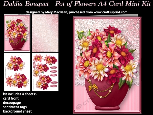Dahlia Bouquet - Pot of Flowers A4 Card Mini Kit
