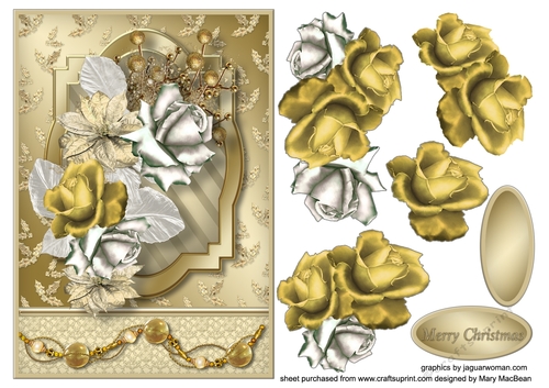 A Golden Christmas Decoupage Card Front