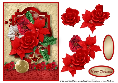 Flowers for Christmas Decoupage Card Front
