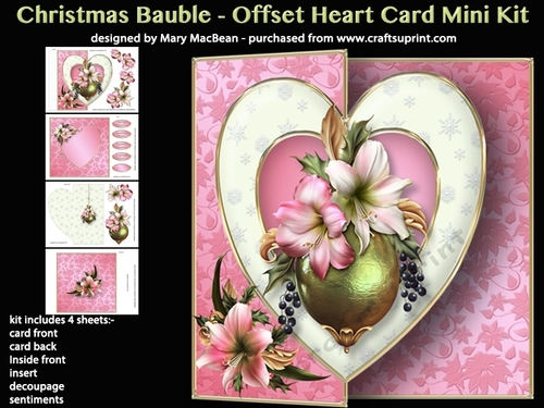 Christmas Bauble - Offset Heart Card Mini Kit