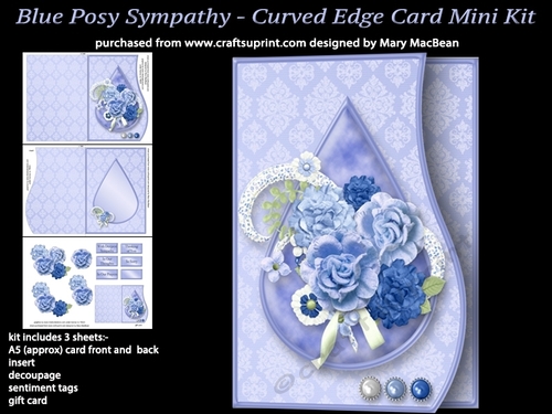 Blue Posy Sympathy - Curved Edge Card