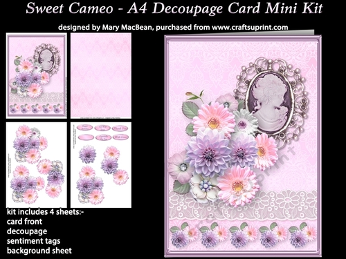 Sweet Cameo - A4 Decoupage Card Mini Kit
