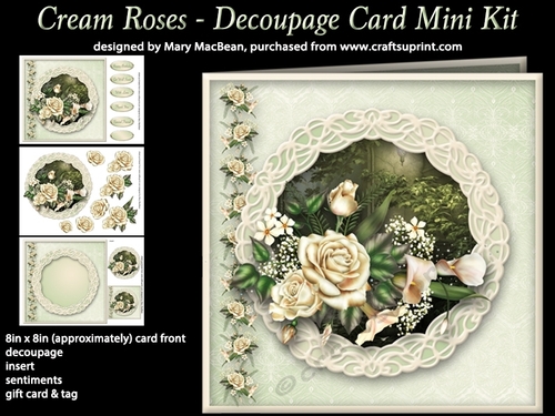 Cream Roses - Decoupage Card Mini Kit