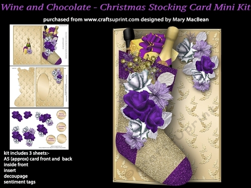 Wine and Chocolates - Christmas Stocking Card Mini Kit