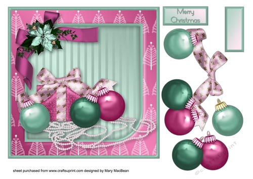 Baubles and Pearls - Decoupage Card Front