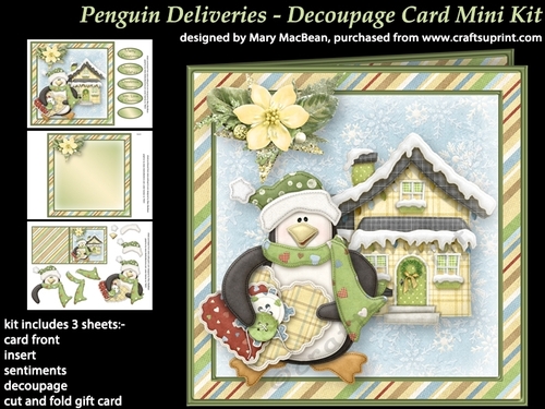 Penguin Deliveries - Decoupage Card Mini Kit