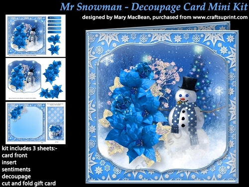 Mr Snowman - Decoupage Card Mini Kit
