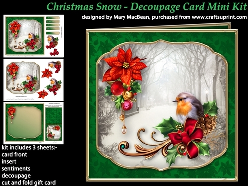 Christmas Snow - Decoupage Card Mini Kit
