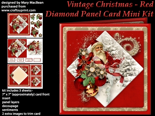 Vintage Christmas - Red - Diamond Panel Card Mini Kit