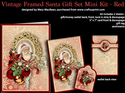 Vintage Framed Santa Gift Set Mini Kit - Red