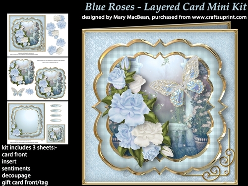 Blue Roses Layered Card Mini Kit