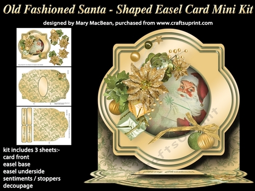 Old-Fashioned Santa - Shaped Easel Card Mini Kit