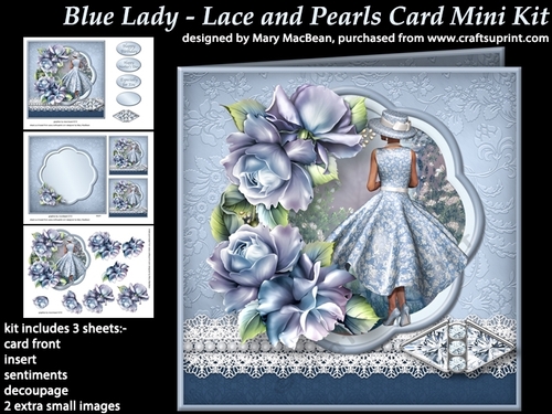 Blue Lady - Lace and Pearls Card Mini Kit