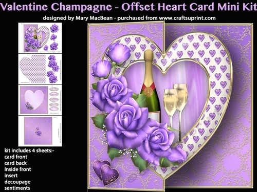 Valentine Champagne - Offset Heart Card Mini Kit