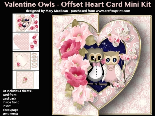 Valentine Owls - Offset Heart Card Mini Kit