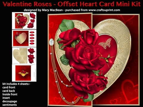 Valentine Roses - Offset Heart Card Mini Kit