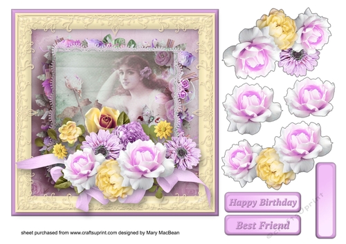 Vintage Beauty Decoupage Card Front