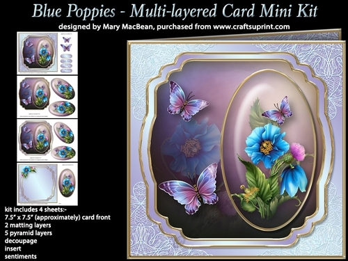 Blue Poppies - Multi-layered Card Mini Kit