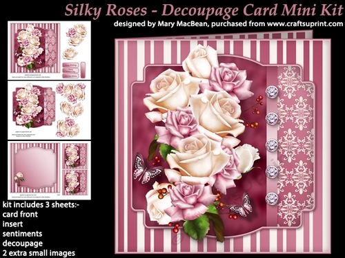 Silky Roses - Decoupage Card Mini Kit